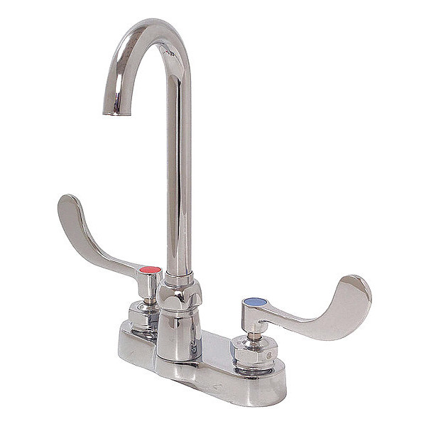 Zurn Wristblade Handle 4" Mount, 2 Hole Gooseneck Kitchen/Bathroom Faucet, Polished chrome Z812A4-XL-FC0.5