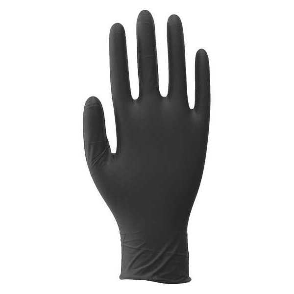 Condor Disposable Gloves, 3.5 mil Palm, Nitrile, Powder-Free, M (8), 100 PK, Black 48UM40