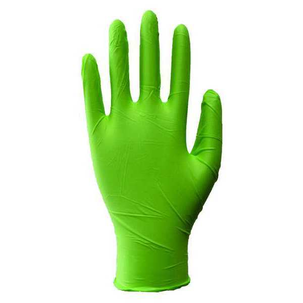 Condor Disposable Gloves, 3.5 mil Palm, Nitrile, Powder-Free, L, 100 PK, Green 48UM61