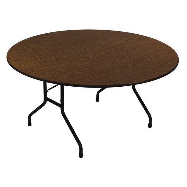 Correll Round Commerical Folding Utility Table, 60" dia. W, 29" H, High Pressure Laminate Top, Walnut CF60PX-01