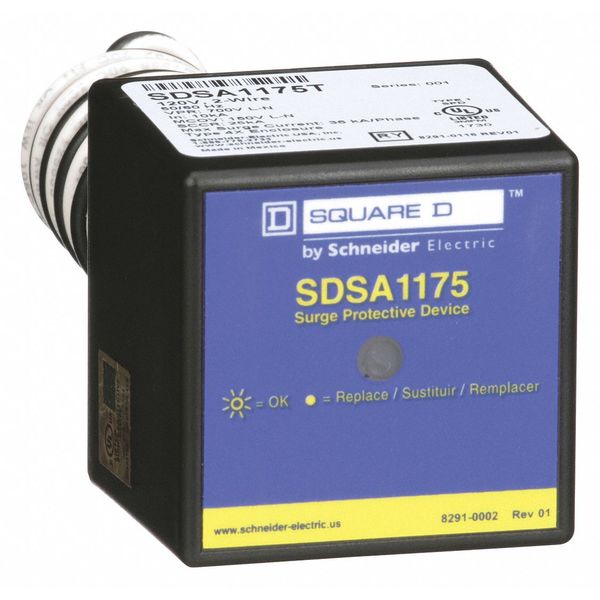 Square D Surge Protector, 1 Phase, 120V, 3 SDSA1175T