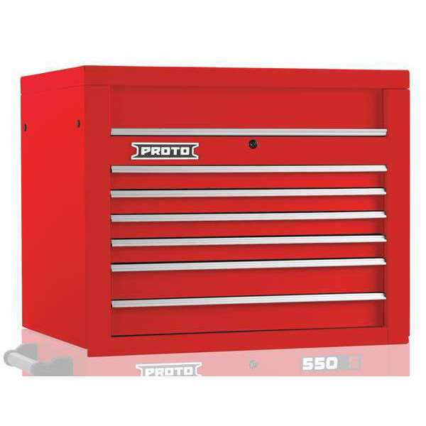 Proto 550S Series Top Chest, 6 Drawer, Red, Steel, 34 in W x 25-1/4 in D x 27 in H J553427-6RD