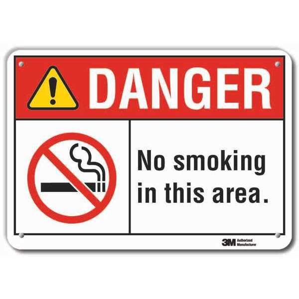 Lyle No Smoking Sign, 10" H, 14 in W, Horizontal Rectangle, English, LCU4-0171-RA_14x10 LCU4-0171-RA_14x10