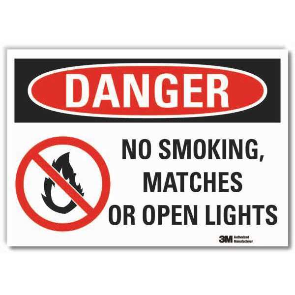 Lyle No Smoking Danger Reflective Label, 5 in H, 7 in W, Reflective Sheeting, English, LCU4-0537-RD_7x5 LCU4-0537-RD_7x5