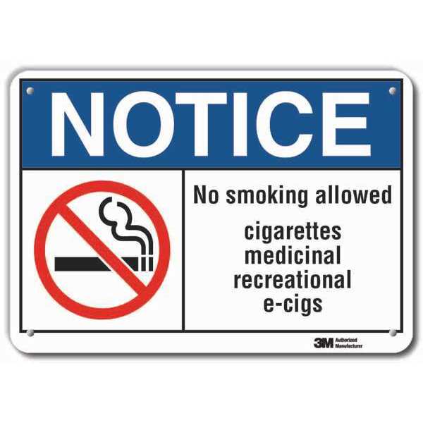 Lyle No Smoking Sign, 10" H, 14 in W, Horizontal Rectangle, English, LCU5-0025-RA_14x10 LCU5-0025-RA_14x10