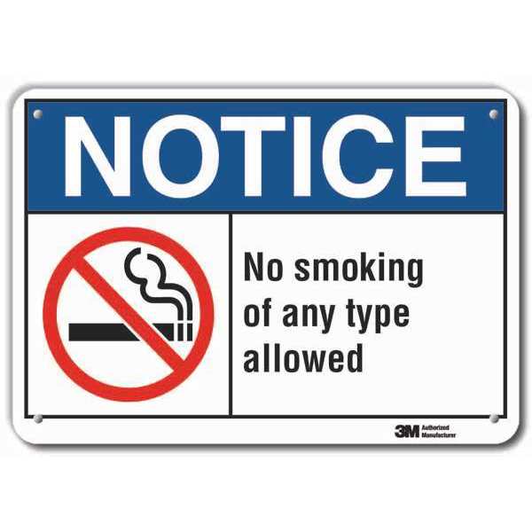 Lyle No Smoking Sign, 7" H, 10" W, Vertical Rectangle, English, LCU5-0026-RA_10x7 LCU5-0026-RA_10x7