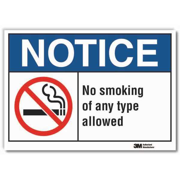 Lyle No Smoking Sign, 3 1/2 in Height, 5 in Width, Reflective Sheeting, Horizontal Rectangle, English LCU5-0026-RD_5x3.5