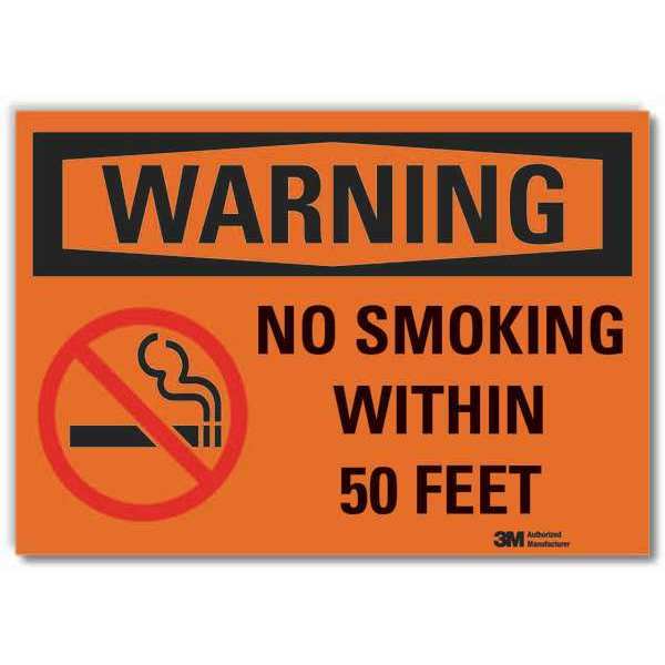 Lyle No Smoking Warning Reflective Label, 10 in Height, 14 in Width, Reflective Sheeting, English LCU6-0106-RD_14x10