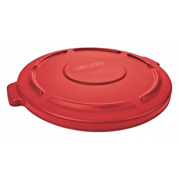 Rubbermaid Commercial 10 gal Flat Lid, 16 in W/Dia, Red, Resin, 0 Openings FG260900RED