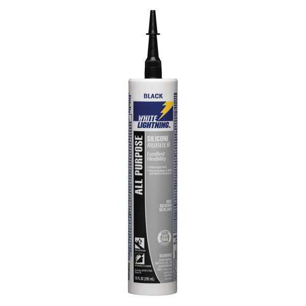 White Lightning Multipurpose RTV Silicone Sealant, 10 oz, Black, Temp Range -50 to 450 Degrees F W11125010