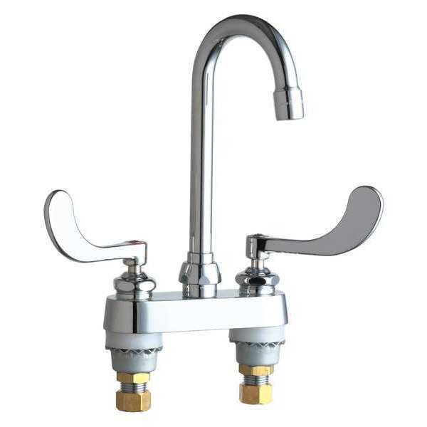 Chicago Faucet Manual 4" Mount, 2 Hole Hot And Cold Water Sink Faucet, Chrome plated 895-317E35ABCP
