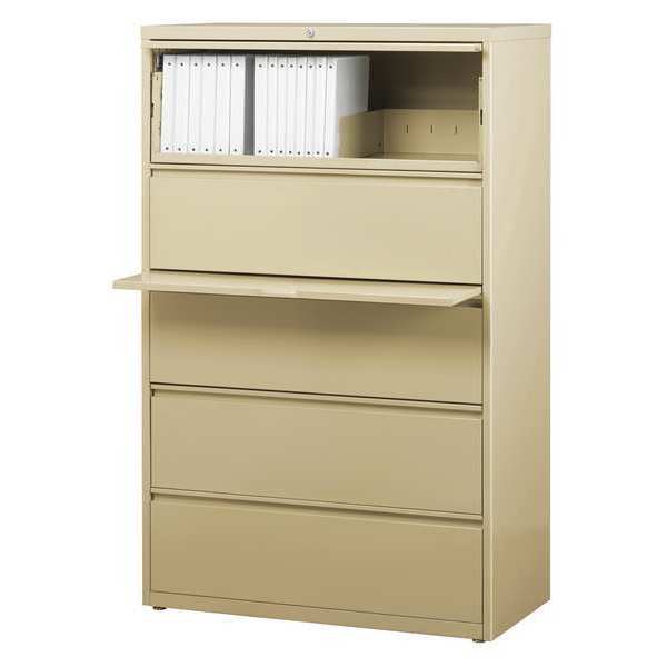 Hirsh 36" W 5 Drawer Lateral File Cabinet, Putty, A4/Legal/Letter 17638