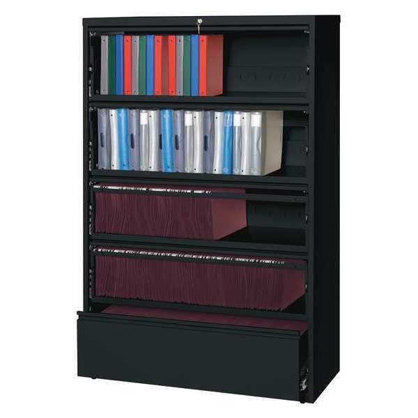 Hirsh 42" W 5 Drawer File Cabinet, Black, Letter 17976