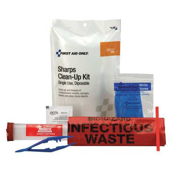 First Aid Only Sharps Clean Up Kit, 8-27/64 in. L, White 90538