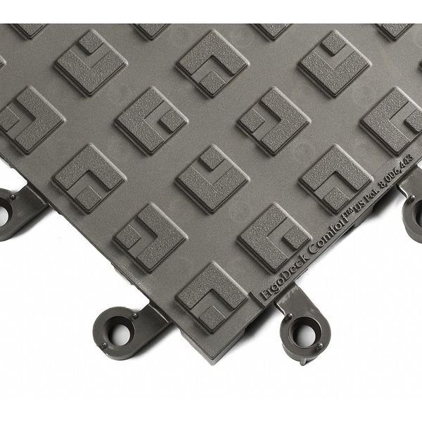 Wearwell Interlocking Antifatigue Mat Tile, PVC, 18 in Long x 18 in Wide, 7/8 in Thick, 10 PK 556