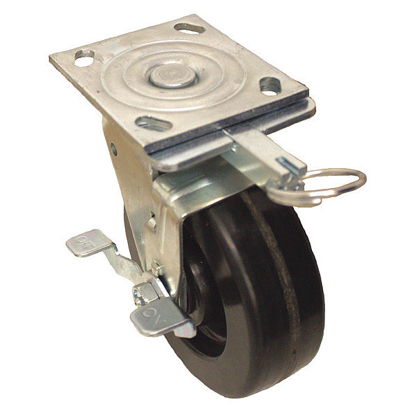 Zoro Select NSF-Listed Plate Caster, 800 lb. Ld Rating, Roller P21S-PH040R-14-WB-DL