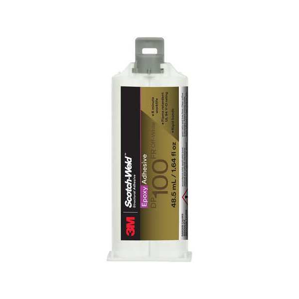 3M Hot Melt Adhesive, DP100FR Series, Clear, Dual-Cartridge, 1:01 Mix Ratio, 15 min Functional Cure 100FR