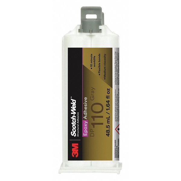 3M Acrylic Adhesive, DP110 Series, Off-White, Dual-Cartridge, 1:01 Mix Ratio, 20 min Functional Cure 110