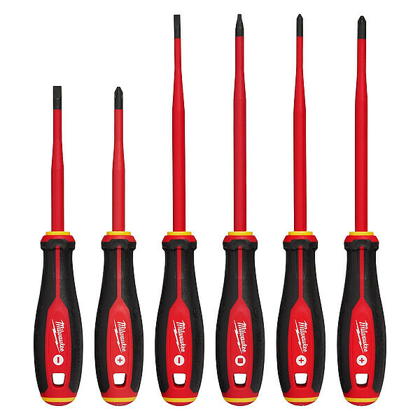 Milwaukee Tool Insulated Screwdriver St, 8 1/4 in L, 6pcs 48-22-2206