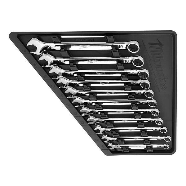 Milwaukee Tool Combination Wrench Set, Chrome STL, 3.7 lb 48-22-9511