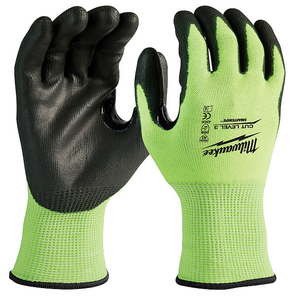 Milwaukee Tool High Visibility Cut Level 3 Polyurethane Dipped Gloves - S 48-73-8930