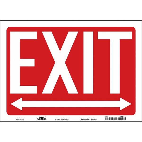 Condor Exit Sign, English, 14" W, 10" H, Vinyl, Red, White 480L70