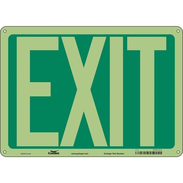 Condor Exit Sign, English, 14" W, 10" H, Aluminum, Green, White 480L52