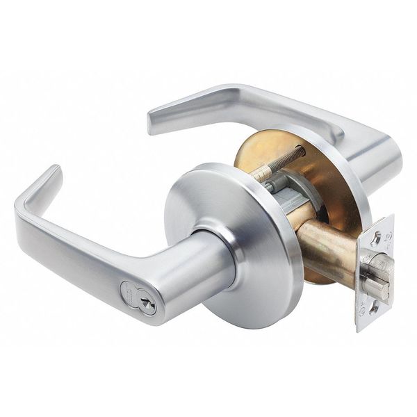 Best Door Lever Lockset, 2-3/4" Strike Dim 9K37AB15CSTK626