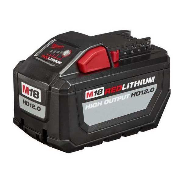 Milwaukee Tool M18 REDLITHIUM HIGH OUTPUT HD12.0 Battery, 12.0Ah, 18V, Li-Ion Battery 48-11-1812