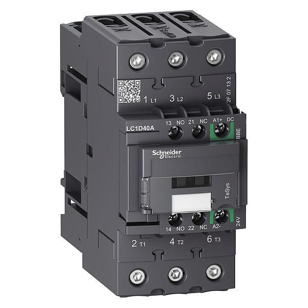 Schneider Electric IEC Magnetic Contactor, 3 Poles, 24 V DC, 40 A, Reversing: No LC1D40ABBE