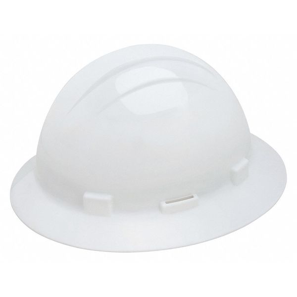 Erb Safety Full Brim Hard Hat, Type 1, Class E, Pinlock (4-Point), White 19291