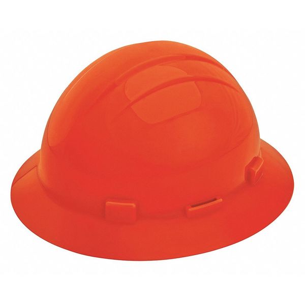 Erb Safety Full Brim Hard Hat, Type 1, Class E, Pinlock (4-Point), Hi-Vis Orange 19295