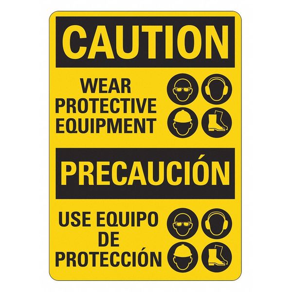 Lyle Personal Protection Sign, 14 in Height, 10 in Width, Plastic, Vertical Rectangle, English, Spanish LCU3-0505-NP_10x14