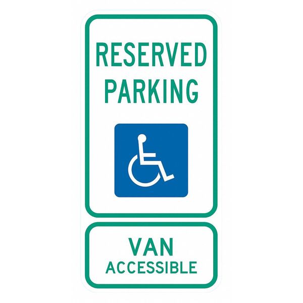 Lyle Handicap Parking Sign, 12" W, 24" H, English, Aluminum, White T1-6253-HI_12x24