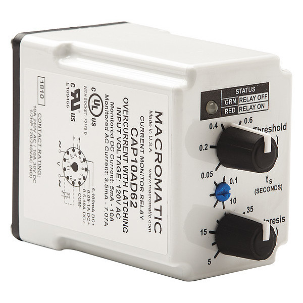 Macromatic Current Sensing Relay, SPDT Form, 120VAC CAP10AD62