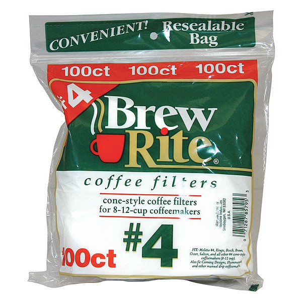 Brew Rite Coffee Filter, Cone, #4, PK800 46-100Z01