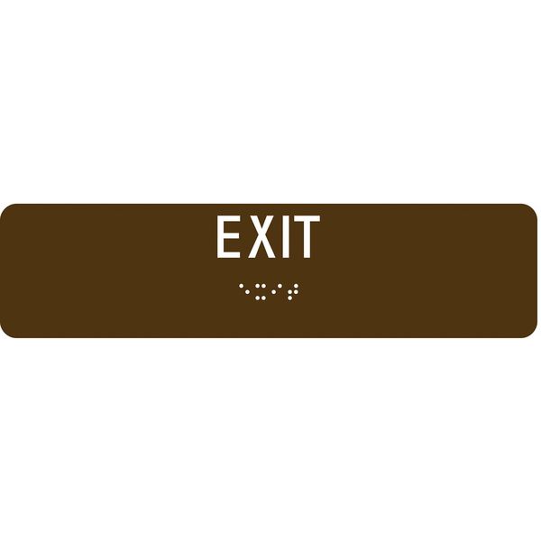 Condor Braille Exit Sign, English, 8" W, 2" H, ABS Plastic, Brown 486G57