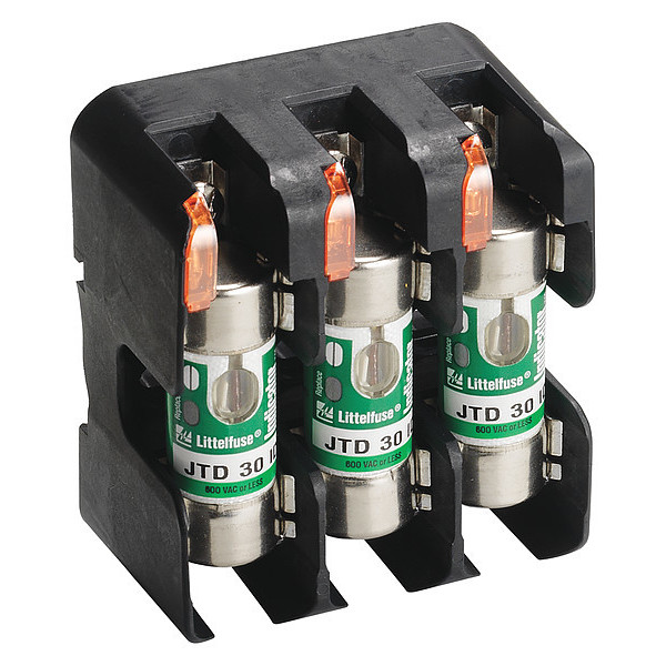 Littelfuse Open Fuse Block, J UL Class, 3 Poles, 60A Amp Range, 600V AC/DC Volt Rating LFJ600603CID