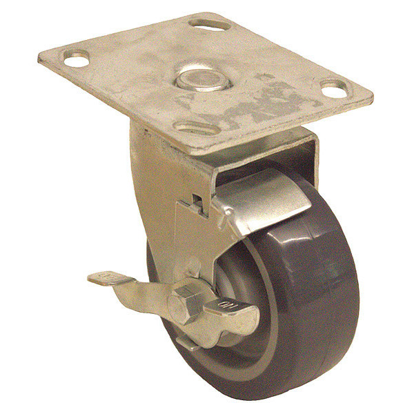 Zoro Select Plate Caster, 350 lb. Load Rating, Swivel P13S-UP040D-14-SB