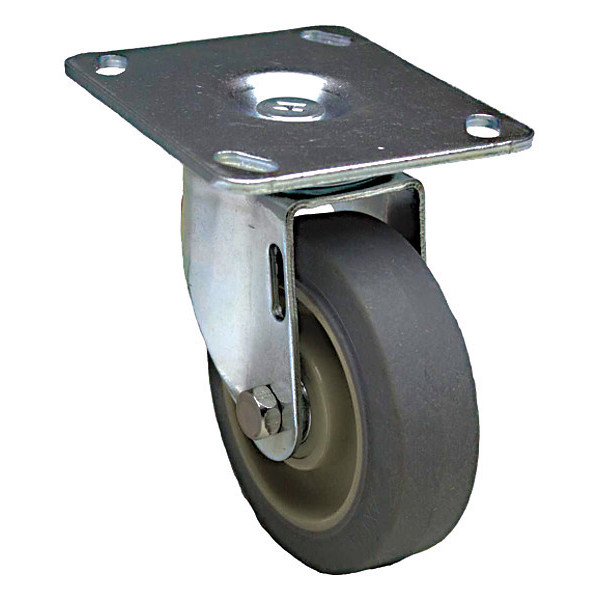 Zoro Select NSF-Listed Plate Caster, 325 lb. Load Rating, Swivel P12S-PRP060K-P3