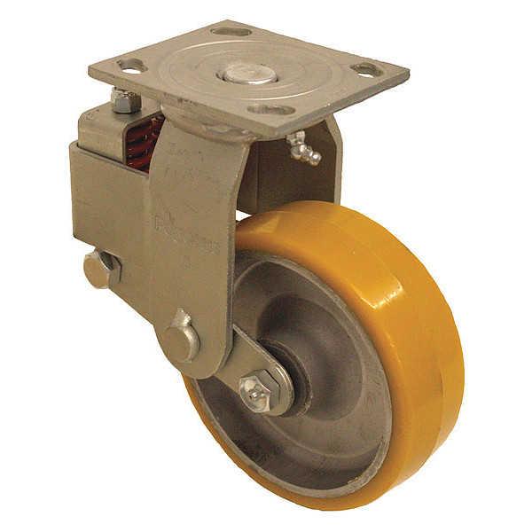 Zoro Select Shock-Absorbing Plate Caster, Swivel P22S-UA060R-14