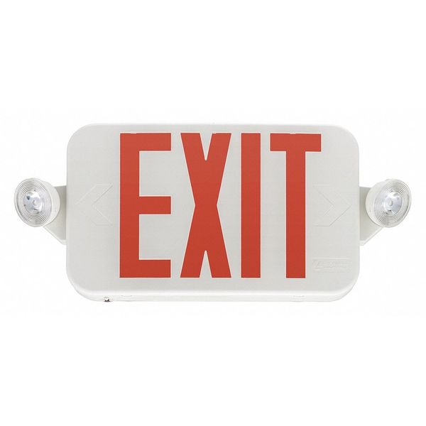 Lithonia Lighting Exit Sign with Emergency Lights, 16 in W, 7 1/4 in H ECC R M6