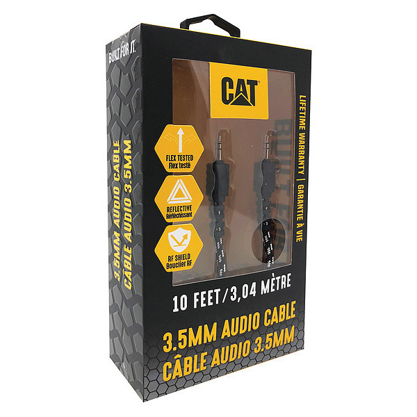 Cat Auxiliary Cable, Nylon, 120" H, Black CAT-AUX-BLK