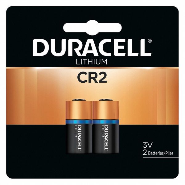 Duracell Battery, Size CR2, Lithium, 3V, PK2 DLCR2