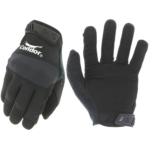 Condor Mechanics Pro Gloves, Flexible Padded Knuckles, Durable Synthetic Leather, Black, Size 10 (Large) 488C11