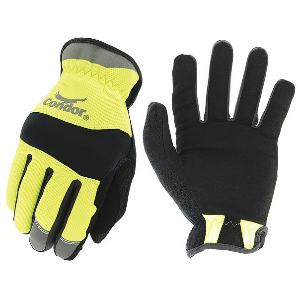 Condor Hi-Vis Mechanics Gloves, 2XL, Yellow, Polyester 488C43