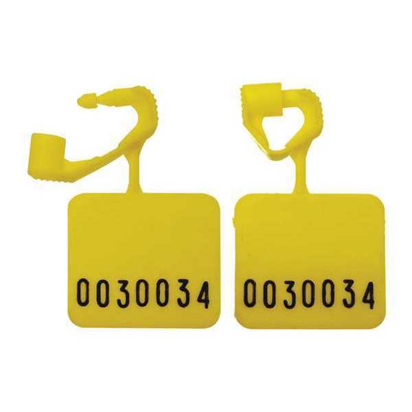 Elc Security Products Padlock Stamped Seals 1-25/64" x 3/32", Yellow, Pk250 092H01PPYL