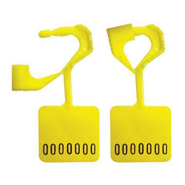 Elc Security Products Padlock Stamped Seals 1-15/16" x 1/8", Yellow, Pk250 092H02PPYL