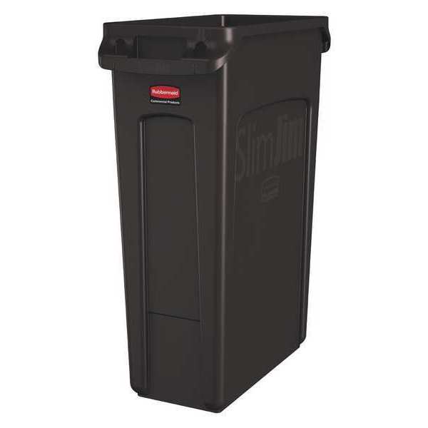 Rubbermaid Commercial 23 gal Rectangular Trash Can, Brown, 11 in Dia, Open Top, High Quality Resin Blend 1956187