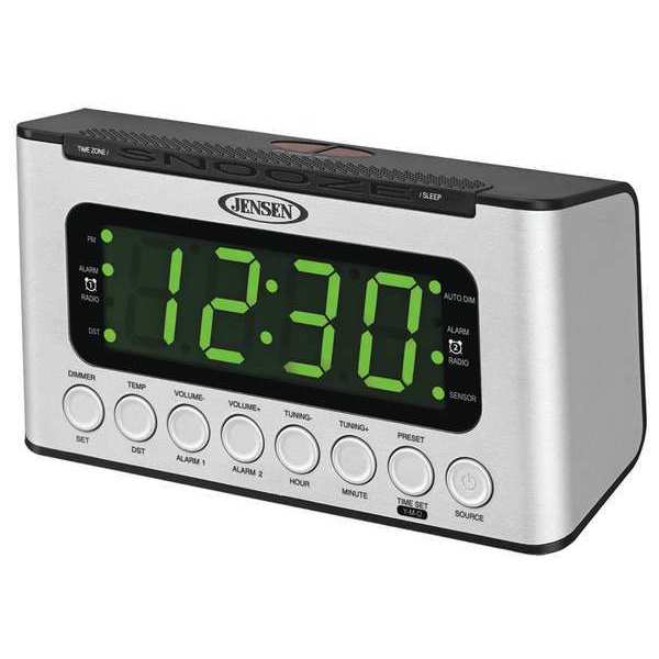 Zoro Select Clock, Slvr, LED, 3-1/2 in. Hx6-5/8 in. W JCR-231